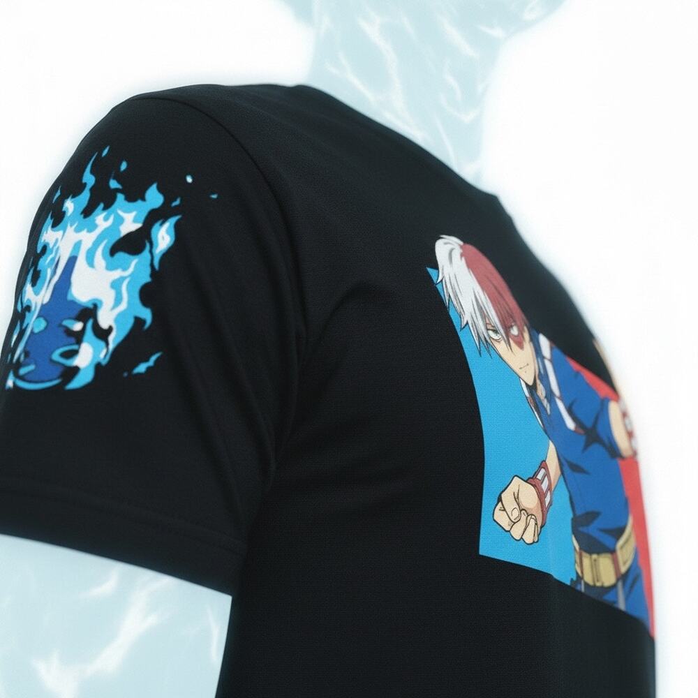 My Hero Academia Todoroki T Shirt Mens M Anime Graphic Tee Black